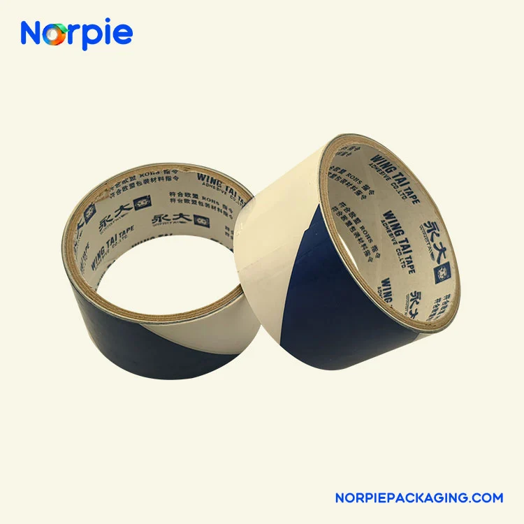 निळा आणि पांढरा चेतावणी टेप